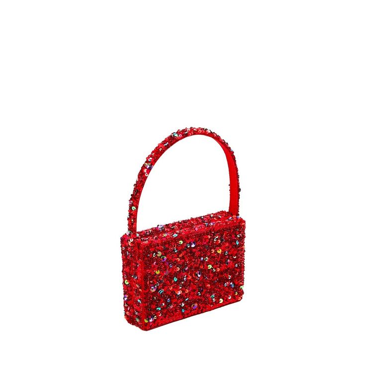 A festive pop of red that’s impossible to ignore! Our Garnet mini bag featuring luxuriously handcrafted red sequins sprinkled with iridescent and gold accents, is a holiday statement piece. This mini version of our new red sequin clutch is the ultimate holiday gift—for the one who appreciates all things bold, bright, and beautifully crafted. These petite wonders are like pocket-sized statements waiting to be made. Whether you're hunting for the perfect stocking stuffer, exploring the world of mo Festive Red Clutch Evening Bag, Red Clutch Evening Bag For Festive Occasions, Festive Embellished Red Bag, Festive Red Embellished Evening Bag, Sequin Clutch Bag For Gift, Red Embellished Evening Bag For Festive Occasions, Glamorous Red Evening Clutch, Red Rectangular Evening Bag For Festive Occasions, Festive Sequined Rectangular Bag