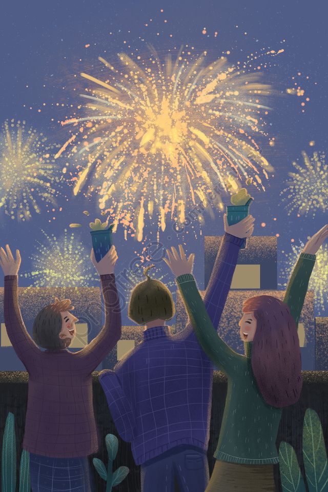 two people are watching fireworks in the sky with their hands up and one person is holding something