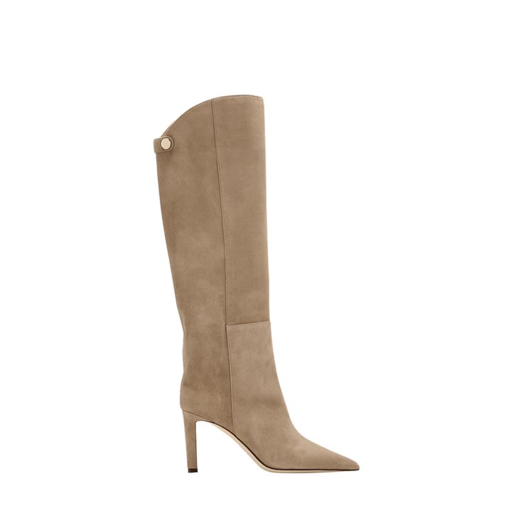 Jimmy Choo "Alizze" calf suede knee boots 3.25 in / 85 mm stiletto heel Pointed toe Leather/Rubber outsole Lining: Leather Made in Italy Suede Knee Boots, Bergdorf Goodman, Stiletto Heel, Jimmy Choo, Knee Boots, Stiletto Heels, Tops Designs, In Italy, Italy