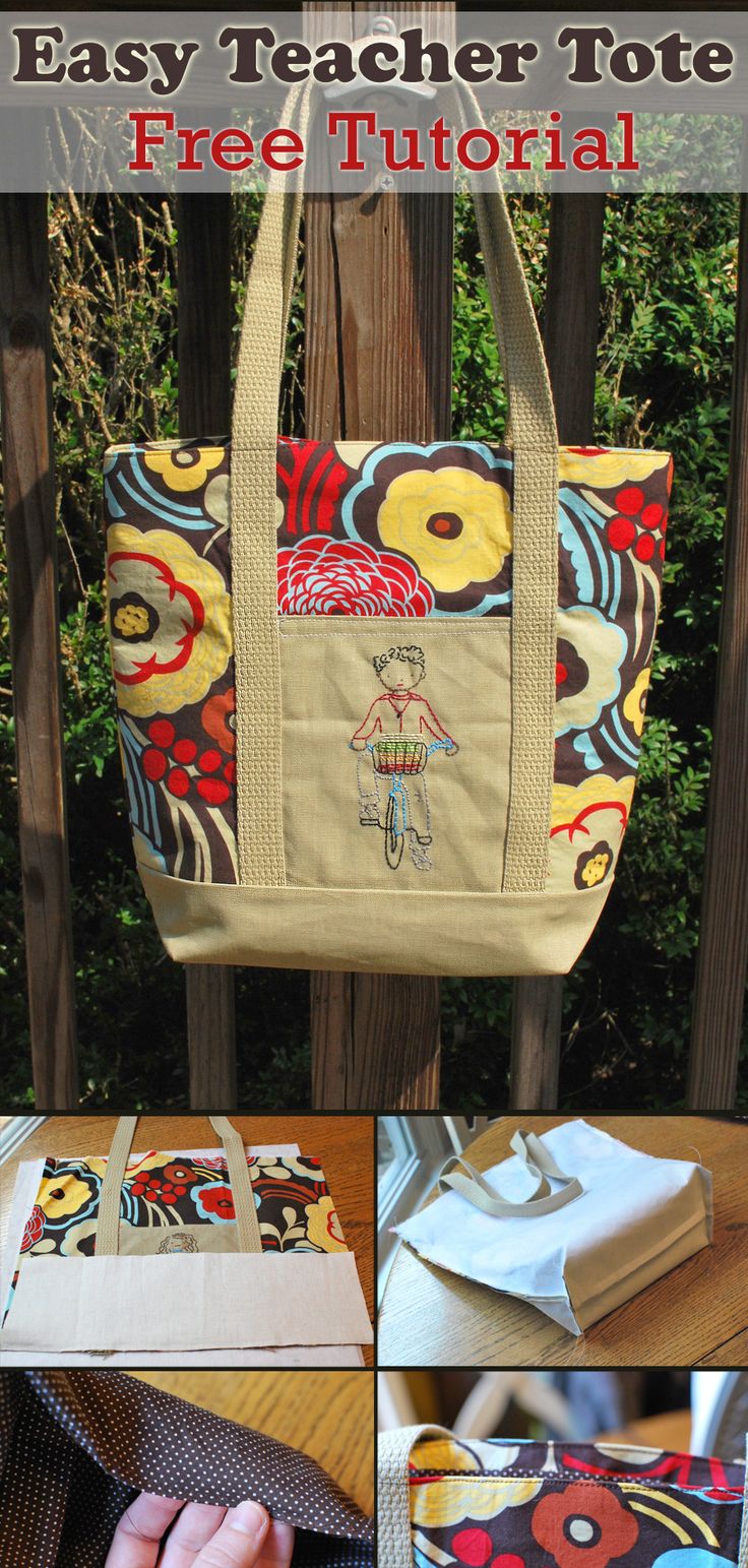 an easy tote bag is shown with instructions for how to make it