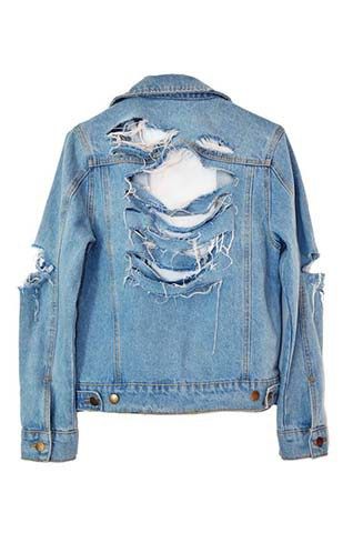 The Meaning of the Distressed Trend #Fashion #Jacket #denim #denimjacket Jean Jacket And Jeans, Mon Jeans, Ripped Denim Jacket, Denim Jacket And Jeans, Polka Dot Jacket, Blue Shirt With Jeans, Denim Jacket Outfit, Diy Jacket, Distressed Jean Jacket