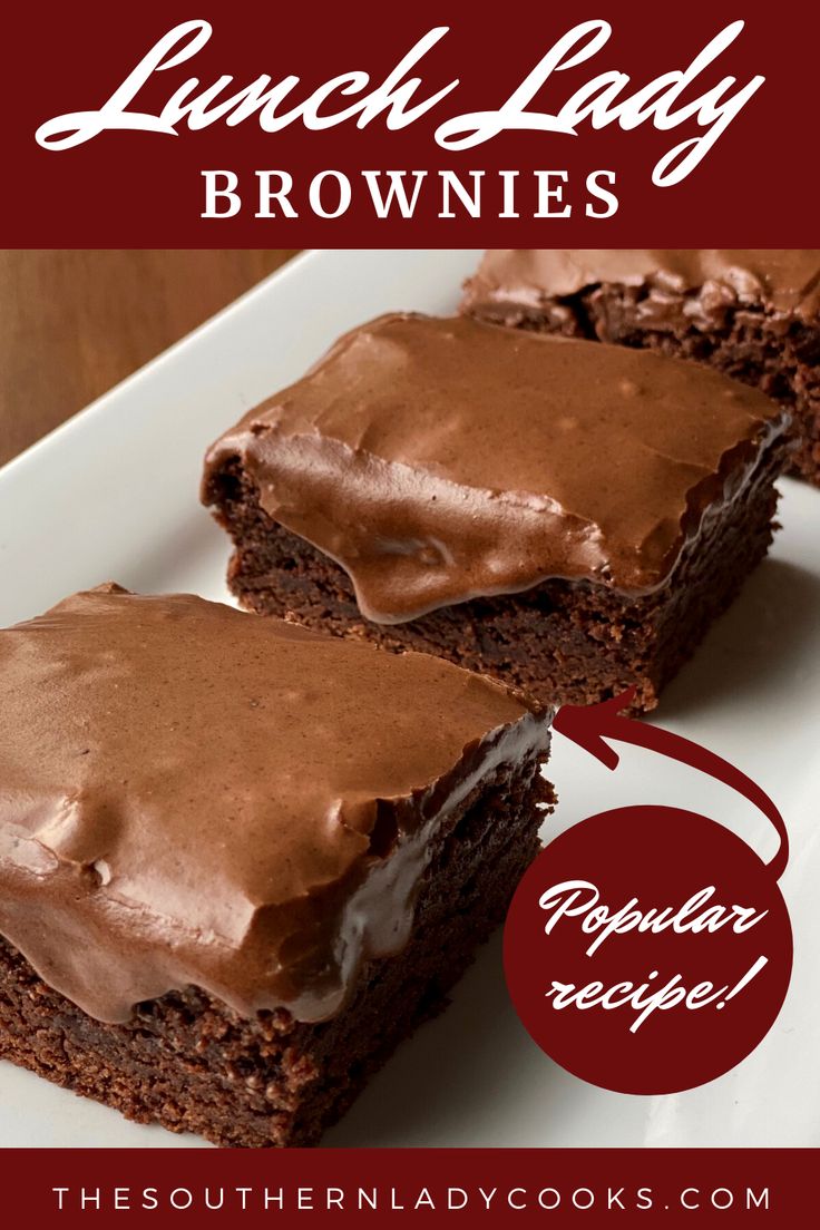 two brownies with chocolate frosting sitting on top of a white plate next to each other