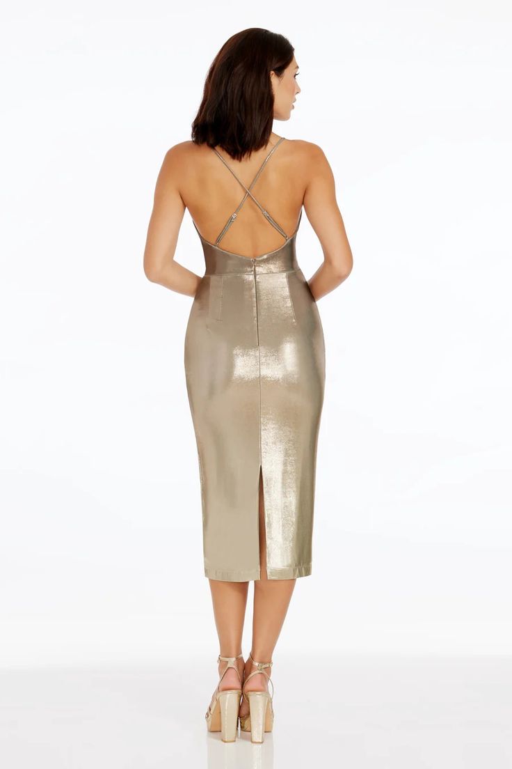 Viv Metallic Ombre Dress – Dress the Population V-neck Midi Dress With Crisscross Straps For Date Night, Glamorous V-neck Bodycon Midi Dress, Chic V-neck Bodycon Dress With Ruched Back, Bodycon V-neck Dress With Crisscross Straps, Fitted V-neck Dress With Crisscross Straps, Elegant V-neck Dress With Crisscross Straps, Date Night V-neck Midi Dress With Crisscross Straps, Date Night Midi Dress With Crisscross Straps And V-neck, Glamorous V-neck Ruched Bodycon Dress