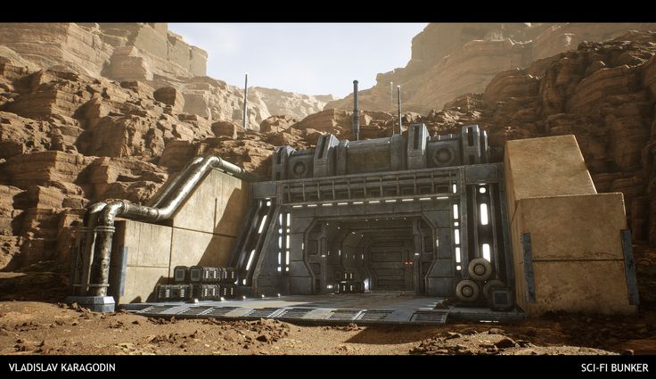 a sci - fi space station in the desert