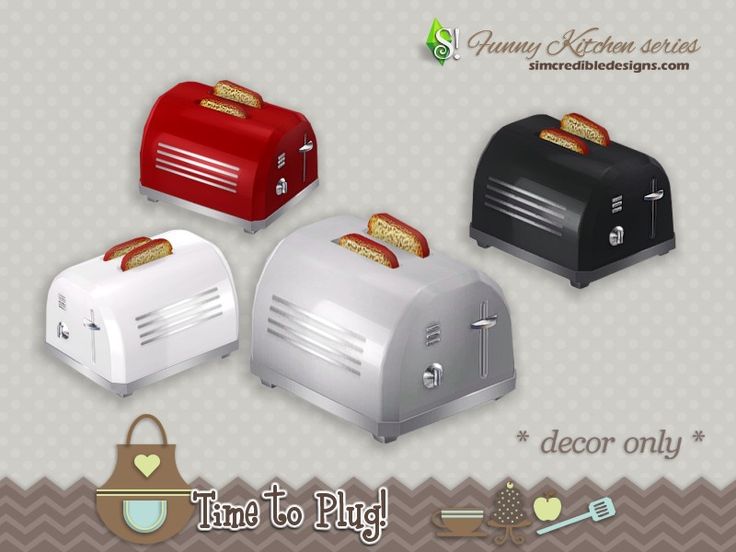 three toasters are shown with the words time to plyg on them in gold, silver and red