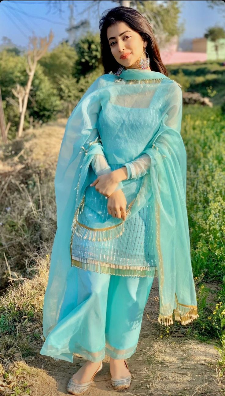 Sky Blue Suits Women Indian, Blue Suits Women Indian, Plajo Suit, Blue Suits Women, Indian Snapchat, Suits Women Indian, Sky Blue Kurti, Sunanda Sharma, Bhumika Sharma