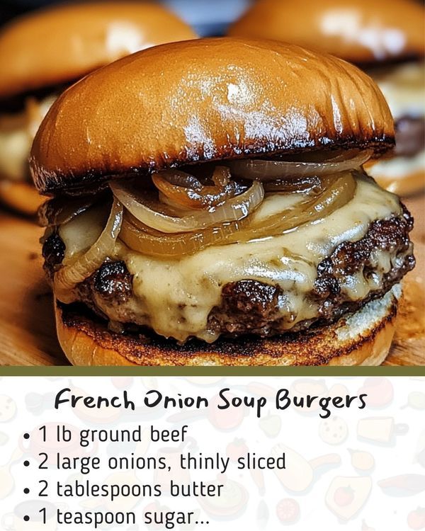 the french onion soup burgers are ready to be eaten