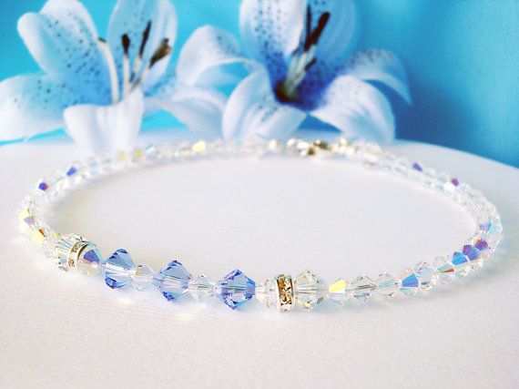 Something Blue Anklet created with Swarovski Lt. Sapphire Blue and Aurora Borealis Crystals and a Sparkling Crystal Heart Charm.  Sending Love Bride Something Blue, Something Blue For Bride, Blue Anklet, Bloodstone Jewelry, Bloodstone Necklace, Blue Wedding Jewelry, Wedding Anklets, Beautiful Anklet, Swarovski Crystal Hearts