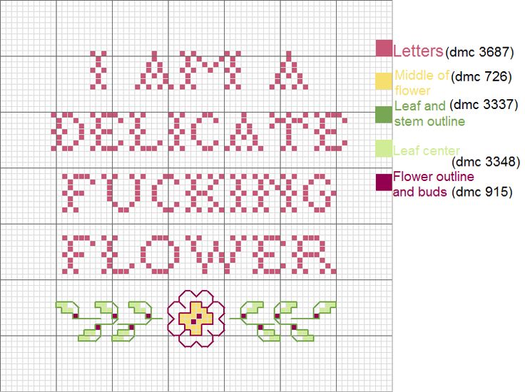 a cross stitch pattern with words and flowers