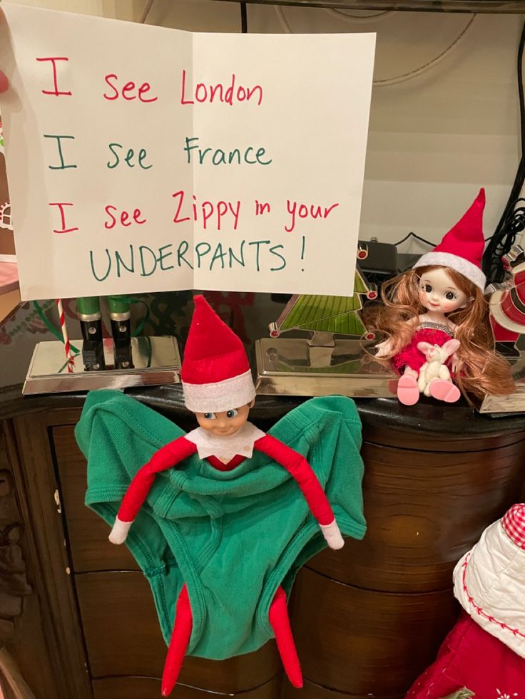 Elf on the shelf hiding in underpants Elf On Shelf Return Idea, Ideas To Hide Elf On The Shelf, Good Hiding Spots For Elf On The Shelf, Elf On The Shelf Watching You, Elf On The Shelf Appearance Ideas, Good Elf Hiding Spots, Elf Spot Ideas, Where Should I Hide My Elf, Elf On The Shelf With Elf Pets