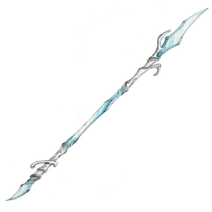 Ice Spear Fantasy, Water Staff Design, Genshin Spear Design, Ice Staff Fantasy Art, Futuristic Spear, Anime Spear, Spear Drawing, Polearm Designs, Spear Ideas