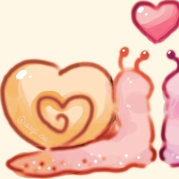 two snails with hearts on their backs