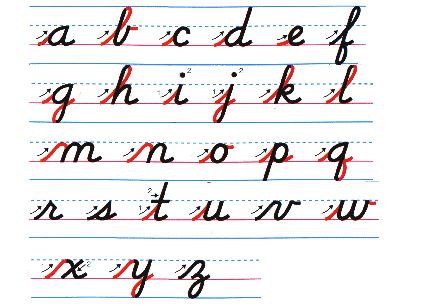 the upper and lower case of an english handwriting practice book with cursive writing