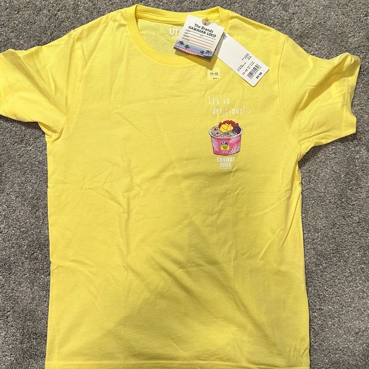 Uniqlo Shirt Hawaii Lanikai Juice The Brands Hawaii Kids Size 11-12 New With Tags Casual Yellow Shirt With Cartoon Print, Uniqlo Casual Graphic Print T-shirt, Uniqlo Cotton Graphic Tee, Uniqlo Cotton Summer Tops, Uniqlo Summer Cotton Tops, Summer Uniqlo Cotton Tops, Uniqlo Cotton Tops For Summer, Uniqlo Summer Casual Shirt, Uniqlo Casual Short Sleeve Tops