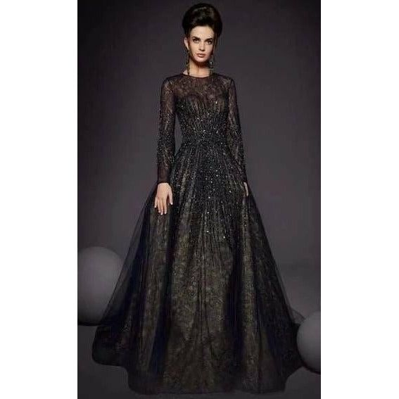 Fouad Sarkis, Black Wedding Gowns, Long Sleeve Ball Gowns, Mnm Couture, Dark Wedding, Full Length Gowns, Night Court, Fantasy Dresses, Ball Gown Skirt