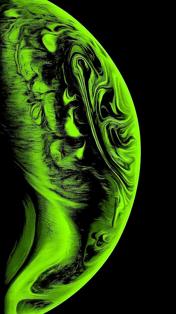 an abstract green and black background with swirls on the bottom half of the image