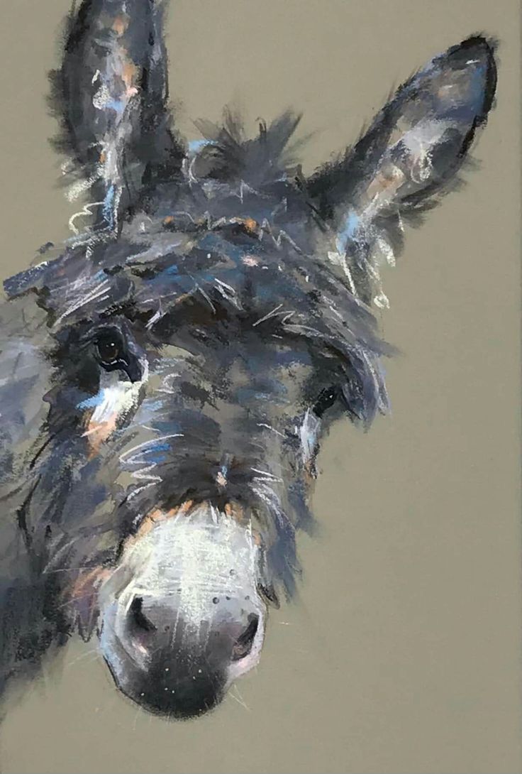 an oil painting of a donkey's head