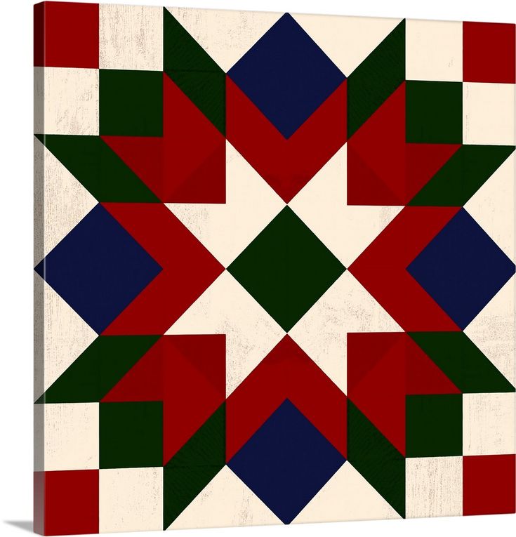 an abstract geometric design with red, green and blue squares on white canvas wall art print