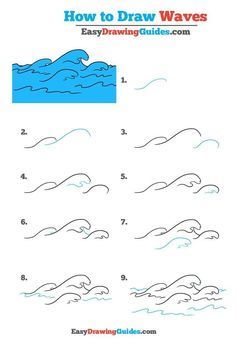 how to draw waves with easy step by step instructions for children and beginners,