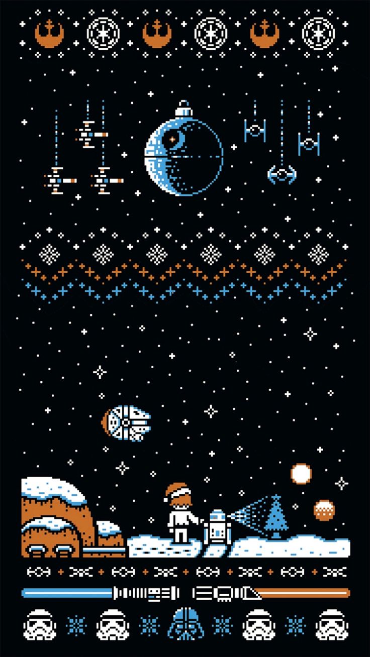 the star wars pixel art is shown in black and white, as well as an image of