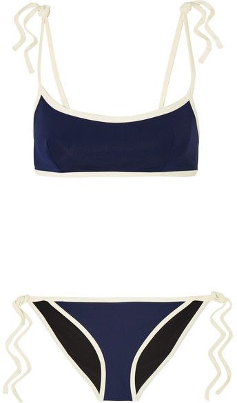 Solid and Striped - + Poppy Delevingne Two-tone Bikini - Navy Same Swimwear, Aesthetic Bikinis, 2 Piece Bathing Suits, Clothes Beach, Sporty Swimwear, Dr Wardrobe, Victoria's Secret Swimwear, Bathing Suit Styles, 2 Piece Swimsuit