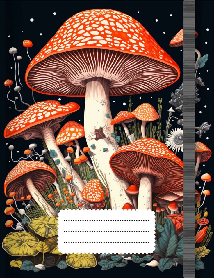 an image of mushrooms in the forest with place for text or photo to be added