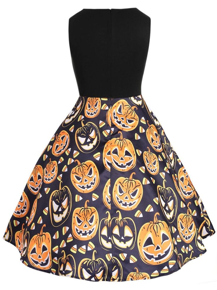 Shipping Fee: Free Shipping Worldwide Color: Black Pattern: Pumpkin Print Length: Knee-Length Waist Type: High Waist Gender: Women Occasion: Casual Pumpkin Print High waist big skirt dress Vintage and fashion style Soft and comfortable to wear Perfect for casual wear Package Content: 1 x Women Dress Size: There are 6 sizes? (L/XL/2XL/3XL/4XL/5XL) available for the following listing. please allow 1-2cm differs due to manual measurement, thanks (All measurement in cm and please note 1cm=0.3937inch Vintage Halloween Party Dress, Vintage Black Dress For Costume Party, Vintage Sleeveless Dress For Costume Party, Black Sleeveless Costume Dress, Sleeveless Black Costume Dress, Black Vintage Dress For Fall, 1950s Style Black Sleeveless Dress, Black Sleeveless 1950s Style Dress, 1950s Style Sleeveless Black Dress