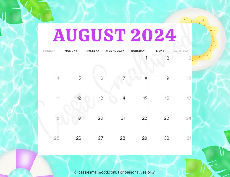 August 2024 monthly calendar free printable with pool background Free Printable Monthly Calendar, Calendar Free Printable, 2024 Monthly Calendar, Free Monthly Calendar, All The Months, Ram Image, School Planner, Monthly Calendar Printable, 2024 Calendar