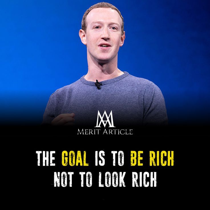 a man standing in front of a blue background with the words, the goal is to be rich not to look rich