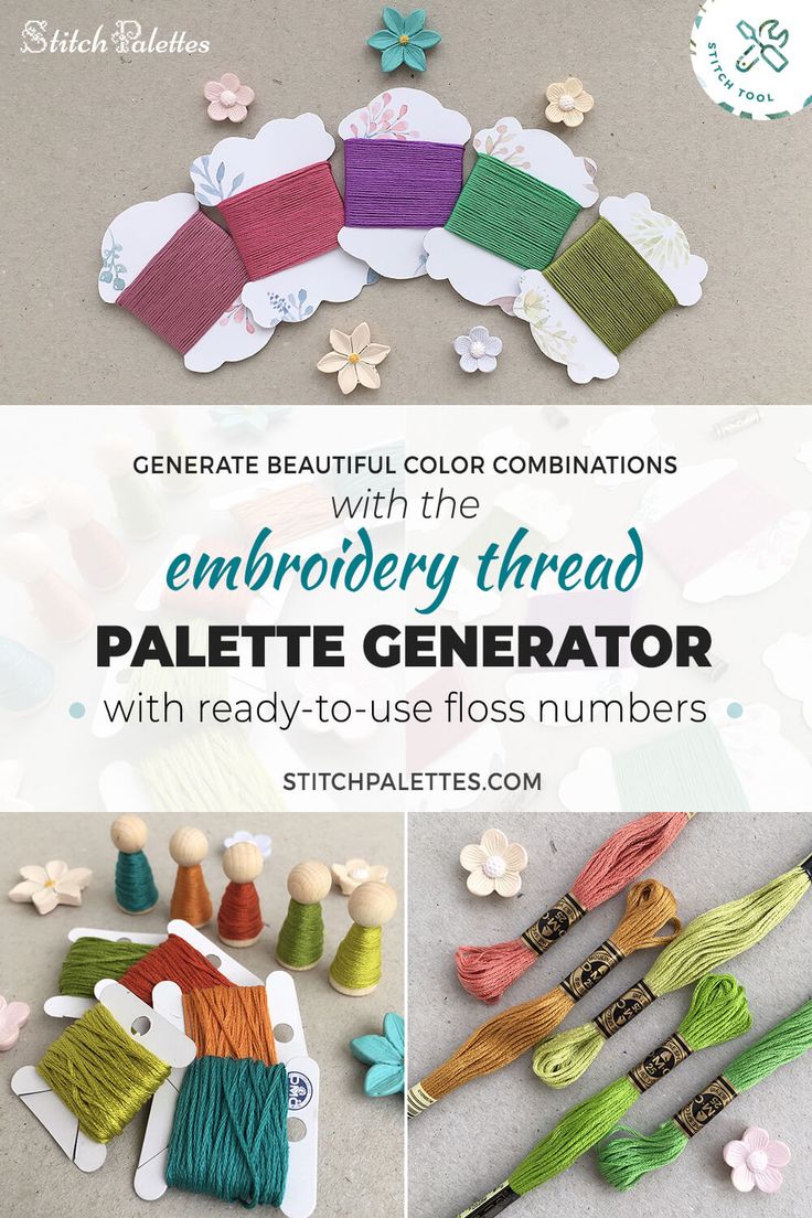 the embroidery thread palette generator with ready to use floss numbers and flowers on it