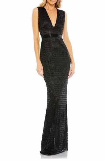 Ieena for Mac Duggal Sequin Halter Neck Sheath Gown | Nordstrom Formal Wedding Guest Dress, Beaded Formal Dress, Formal Wedding Guests, Dazzling Dress, Sheath Gown, Trumpet Gown, Column Gown, Mac Duggal, Gowns Of Elegance