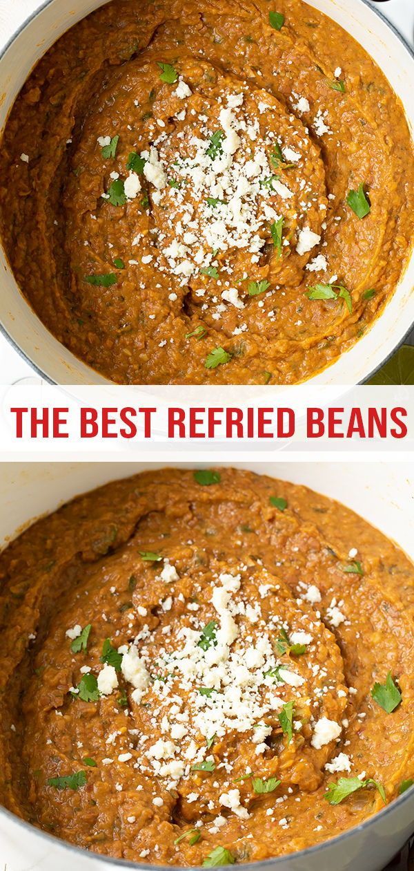 two images of the best refried beans recipe