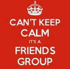 a red background with white text that says, can't keep calm it's a friends group