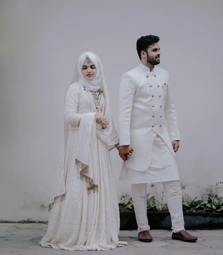 Muslim Groom Outfit For Nikah, Muslim Nikkah Dresses, Muslim Groom Outfit, Muslim Wedding Dresses Indian, Muslim Nikah Dresses, Nikkah Dress Muslim, Nikkah Couple, Muslim Engagement Dress, Muslim Wedding Couple