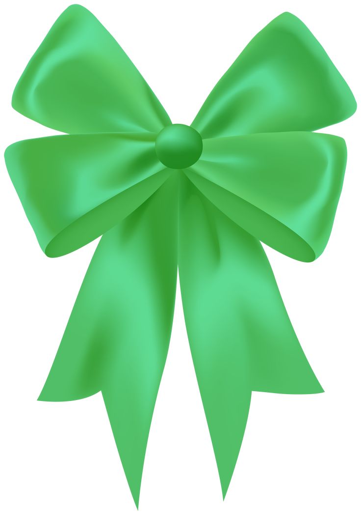 a large green bow on top of a white background