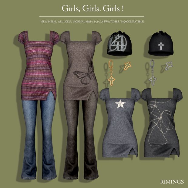 [RIMINGS] Girls, Girls, Girls ! | Patreon 90s Fashion Sims 4 Cc, The Sims 4 Cc Makeup Set, Sims 4 Cc Alternative Clothes Patreon, Sims 4 Nerdy Cc, Sims 4 Cc Earrings Male, Sims 4 Cc Download Clothes, Sims 4 Cc Clothes Teen Girl, Sims 4 Cc Clothes Download, Sims 4 Cc Alternative Hair