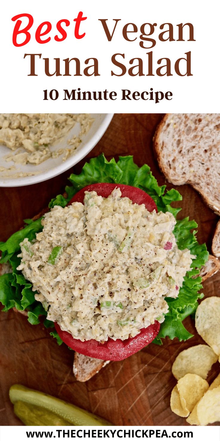 the best vegan tuna salad is made with lettuce and cheese