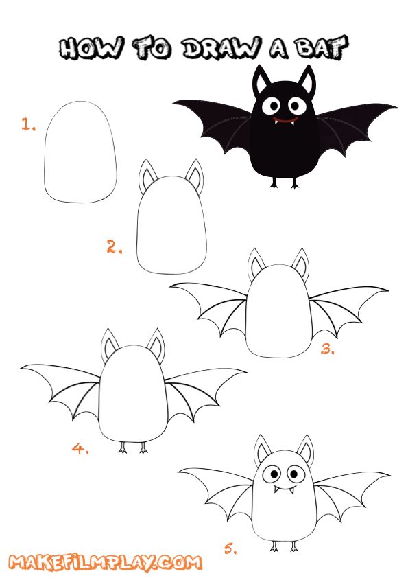 how to draw a bat for halloween