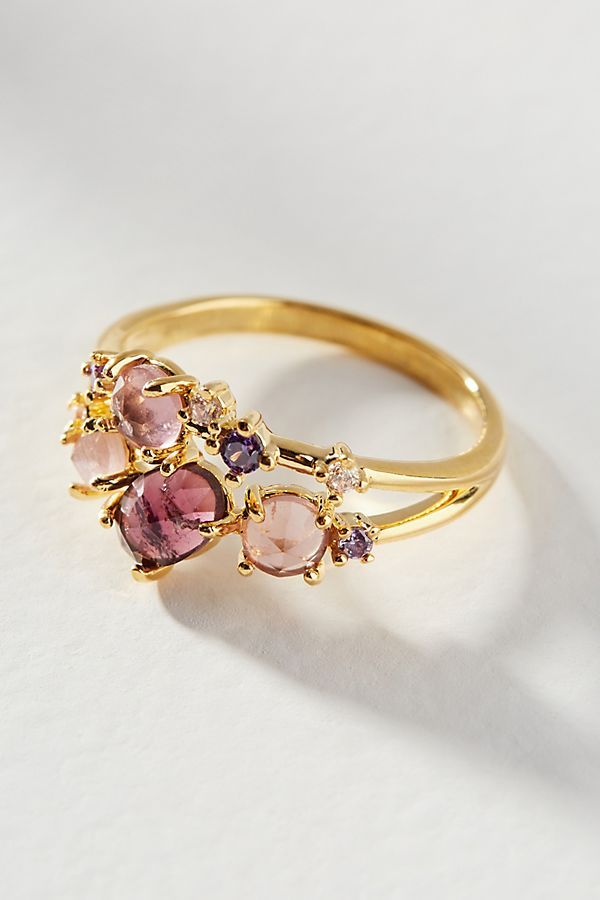 Amethyst Cluster Ring, Gem Cluster, School Dr, Magic Jewelry, Rose Gold Morganite Ring, Multi Gemstone Ring, Gift Ideas For Women, Black Bead Necklace, Bear Necklace