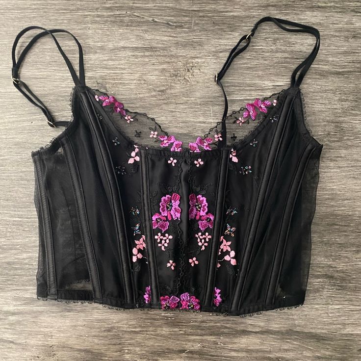 Brand New Unused With Tags Victoria’s Secret Corset Top Size - Small (Fits Multiple Sizes 34b, 34c, 34d Possibly Even 36b And 36c) Sold Out Retail Price $79 Always Open To Offers!! Message Me With Any Questions You Have Will Usually Ship Same Day If It’s A Week Day! Bustier Top Bra Top Embellished Black Corset For Night Out, Black Embellished Corset For Night Out, Black Lace Corset For Spring, Victoria's Secret Corset For Night Out, Victoria's Secret Party Corset, Victoria's Secret Corset For Evening, Black Embellished Fitted Corset, Elegant Victoria's Secret Party Corset, Embroidery Corset