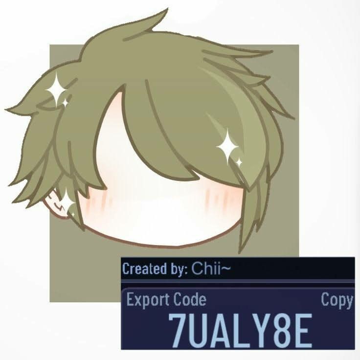 an anime character with green hair and stars on his head, text reads created by chin - expert code 7 / 8e