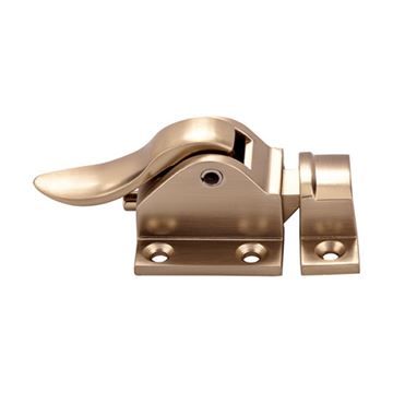 an image of a brass door handle on a white background with clipping for the latch