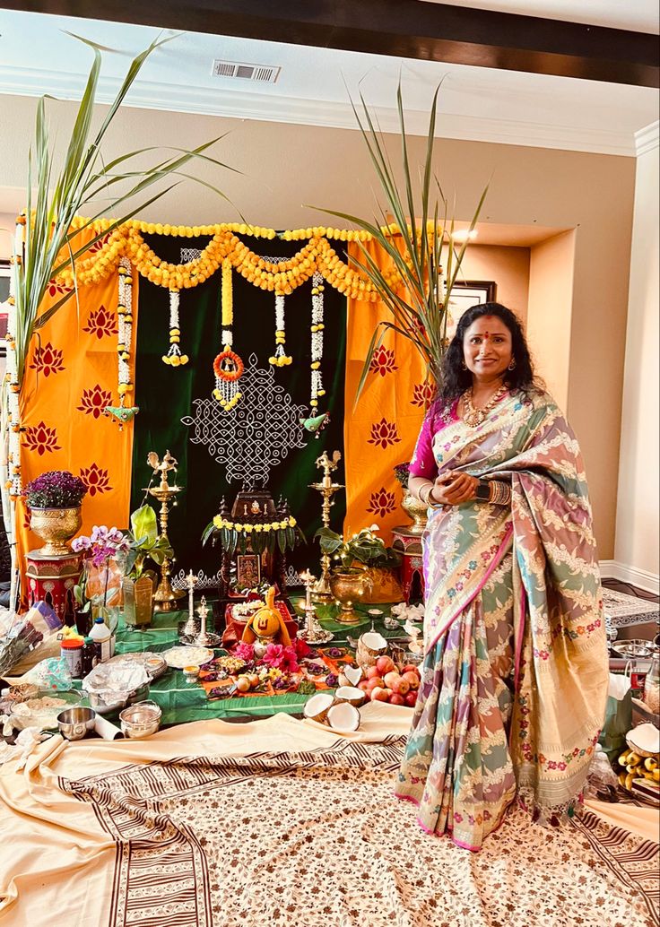 Banarasi Katan rangkat in pastels paired with meganta work blouse for the puja evening .. a heavy gold and kemp set completes the look Work Blouse, Dresses With Sleeves, Long Sleeve Dress, Saree, Pastel, Maxi Dress, Long Sleeve, Gold