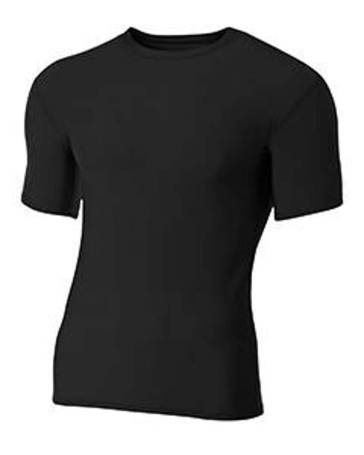 Youth Short Sleeve Compression T-Shirt - BLACK - XL | A4 Athletic Youth Short Sleeve Compression T-Shirt in Black Size XL Stretch Plain Short Sleeve T-shirt, Solid Short Sleeve Sports Top, Fitted Short Sleeve Sports T-shirt, Black High Stretch Crew Neck T-shirt, Solid Color Snug Fit Crew Neck T-shirt, Solid Moisture-wicking Crew Neck Shirt, Moisture-wicking Crew Neck Shirt, Solid Crew Neck Shirt With Moisture-wicking, Basic Solid T-shirt With Snug Fit