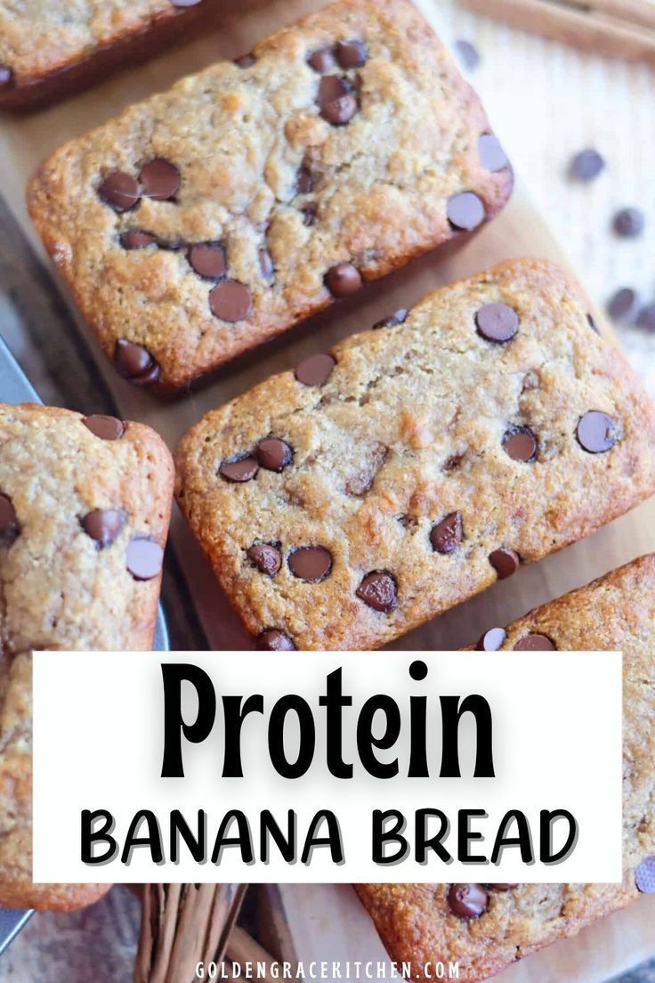 chocolate chip protein banana bread with text overlay