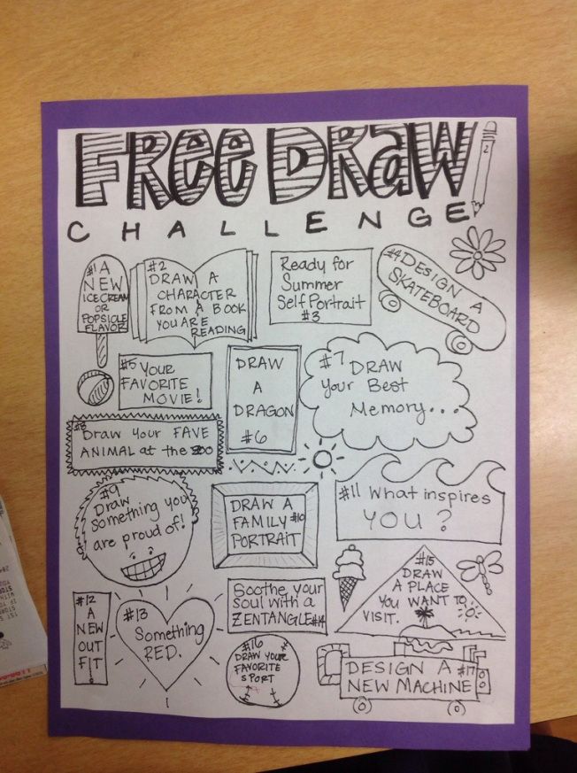 a piece of paper with writing on it that says,'free draw challenge '