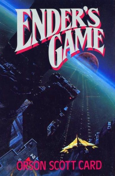 the ender's game by orson scott card front cover, with space in the background