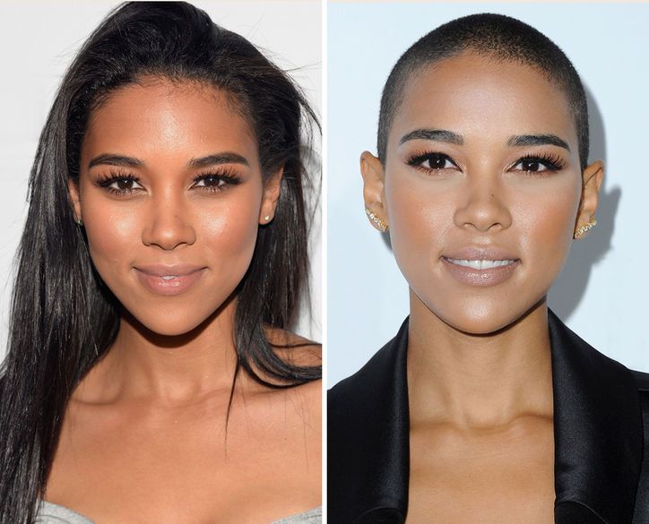 Shaved Head Styles, Shave Your Head, Buzzed Hair Women, Buzz Cut Women, Girls With Shaved Heads, Alexandra Shipp, Before And After Haircut, Shaved Hair Cuts, Shaved Head Women