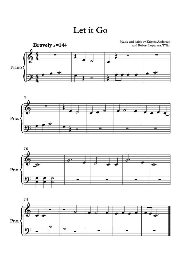 let it go sheet music for piano