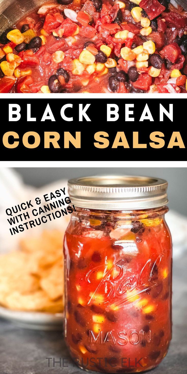 This easy, homemade black bean and corn salsa will soon become your favorite salsa recipe! Use fresh tomatoes or canned to make it and it even has SAFE canning instructions for shelf storage if you want! Best Salsa Canning Recipe, Homemade Salsa With Corn And Black Beans, Canning Salsa With Corn And Black Beans, Canning Black Bean And Corn Salsa, Best Salsa Recipes For Canning, Easy Canning Salsa With Fresh Tomatoes, Homemade Salsa To Can, Corn Salsa For Canning, Canning Recipes Salsa